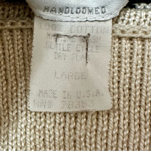 Cream Knit Sweater with Button Accents Vintage 90’s Hand Loomed High Neck Cozy - Picture 5 of 9